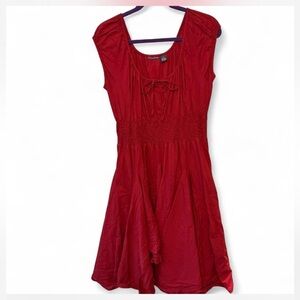 Chelsea & Theodore red peasant style dress Sz XL  Cotton Smocked Waist